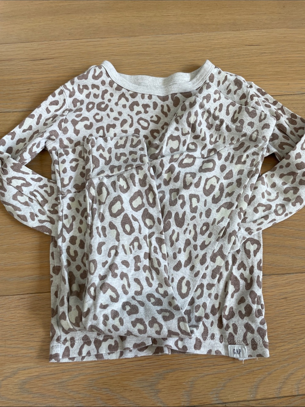 GAP Cream & Brown Leopard Print Long Sleeve pjs Pajamas